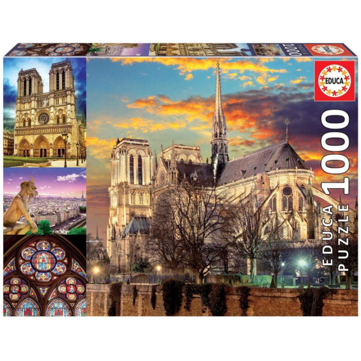 Educa Borras - Genuine Puzzles, Puzzle 1.000 piezas, Collage Notre Dame (18456)