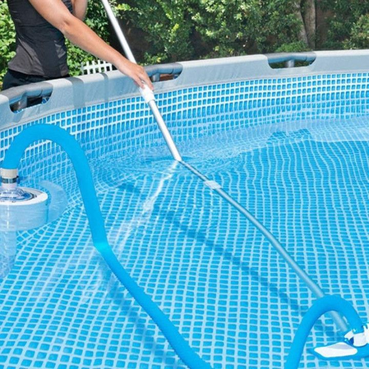 Intex 29083 - Manguera para aspirar Deluxe de 750 cm x 38 mm, Azul con Conexiones En Blanco.