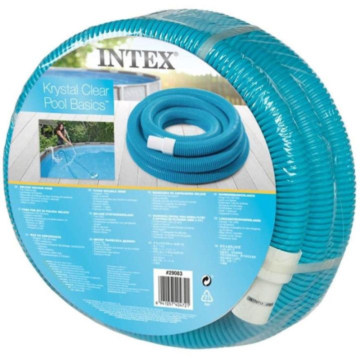 Intex 29083 - Manguera para aspirar Deluxe de 750 cm x 38 mm, Azul con Conexiones En Blanco.