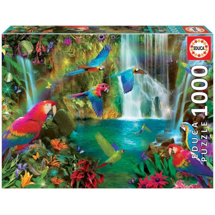 Educa Borras - Genuine Puzzles, Puzzle 1.000 piezas, Loros tropicales (18457)