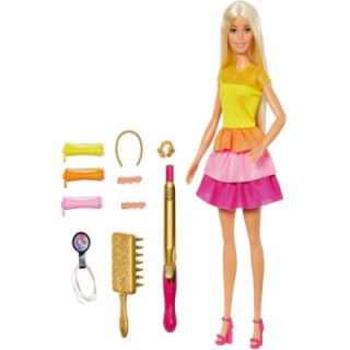 Serie Barbie Crea sus ondas Muñeca rubia con accesorios para peinar regalo para niñas y niños 3 a 9 años