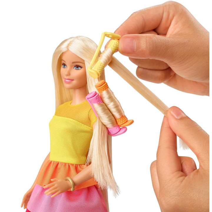 Serie Barbie Crea sus ondas Muñeca rubia con accesorios para peinar regalo para niñas y niños 3 a 9 años