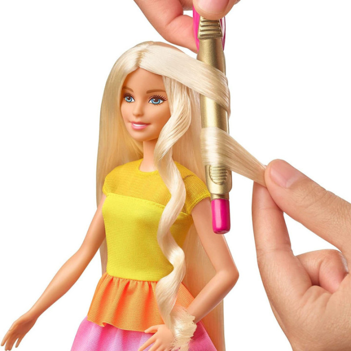 Serie Barbie Crea sus ondas Muñeca rubia con accesorios para peinar regalo para niñas y niños 3 a 9 años