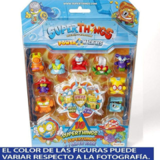 SuperThings - Power Machine - Blíster 10 Figuras, Contiene 9 De Normales y 1 Dorado(Héroe o Villano)
