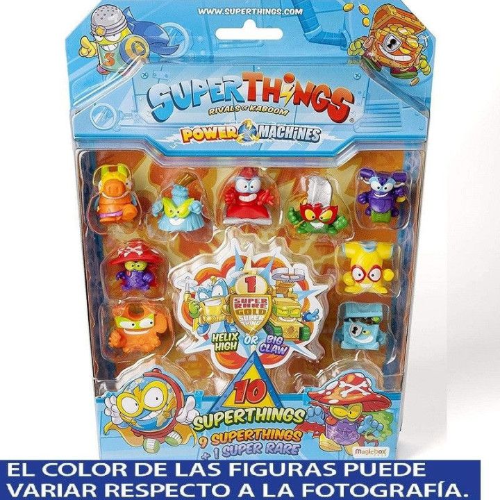 SuperThings - Power Machine - Blíster 10 Figuras, Contiene 9 De Normales y 1 Dorado(Héroe o Villano)