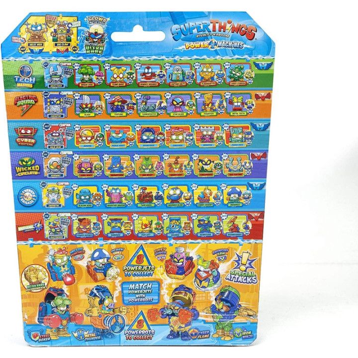 SuperThings - Power Machine - Blíster 10 Figuras, Contiene 9 De Normales y 1 Dorado(Héroe o Villano)