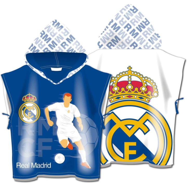 ARDITEX RM13740 Poncho de Microfibra con Capucha de 55X55cm de Clubs-Real Madrid CF