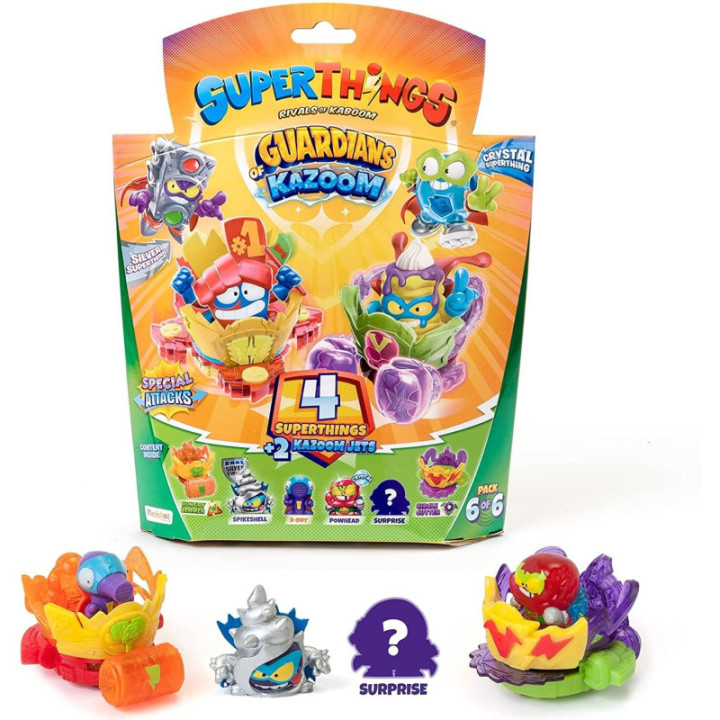 Pack 4 SuperThings (Incluye 1 capitán Plateado) y 2 Kazoom Jets - Ref. PACK 6-6