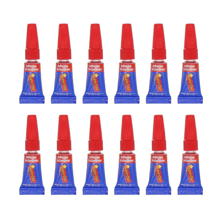 12 Super glue adhesivos pegamento instantáneos monodosis (12 x 1g )