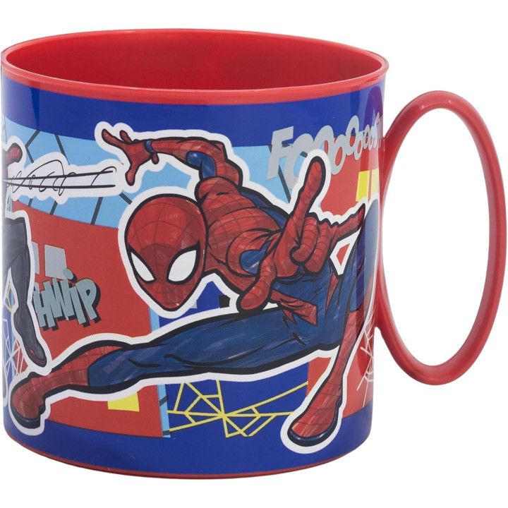 Stor Taza Infantil de Plástico Spider-Man 390ml - Apta para Microondas, Resistente para Niños