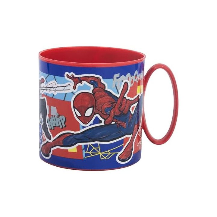Stor Taza Infantil de Plástico Spider-Man 390ml - Apta para Microondas, Resistente para Niños
