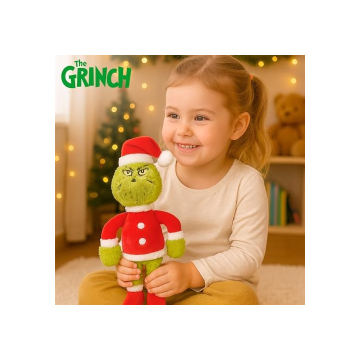 ColorBaby The Grinch 77703, peluche navideño de 30 cm con traje de Papá Noel, licencia oficial