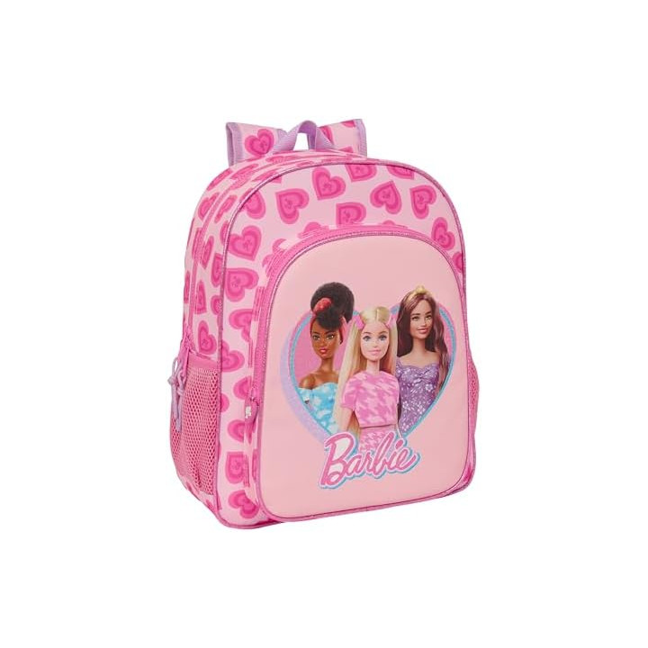 Safta Barbie Love mochila escolar infantil adaptable a carro, 32 x 12 x 38 cm, rosa