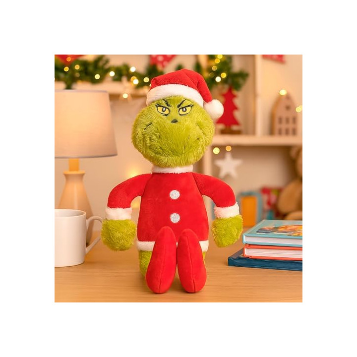 ColorBaby The Grinch 77703, peluche navideño de 30 cm con traje de Papá Noel, licencia oficial