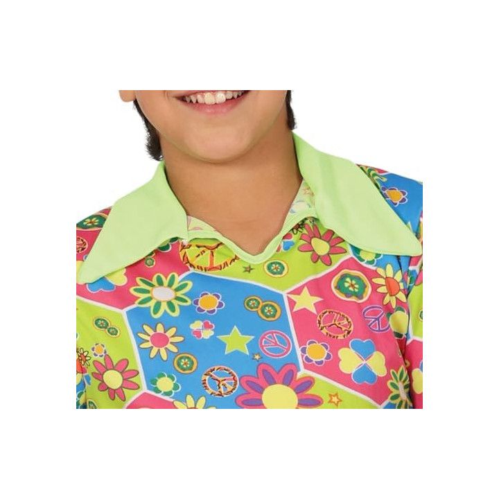 Disfraz Hippie Niño con Pantalón y Camiseta Multicolor