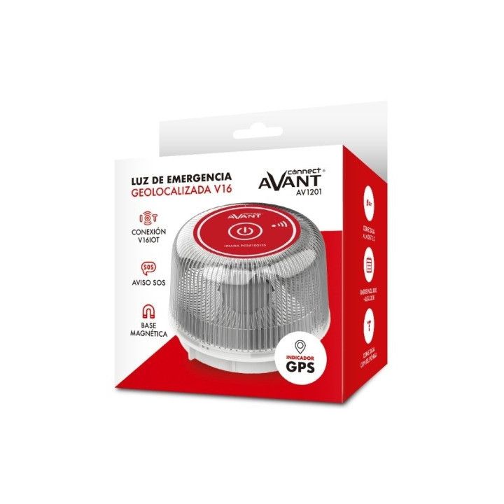 Avant AV1201, baliza V16 de emergencia con geolocalizador, homologada DGT, SIM y datos hasta 2038