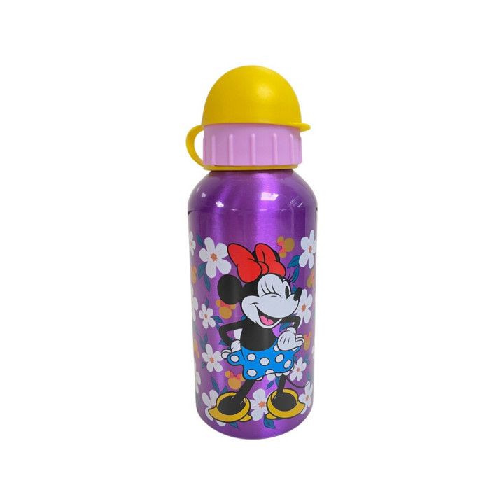 Stor Minnie Mouse, botella infantil de aluminio de 400 ml con boquilla y tapón de seguridad