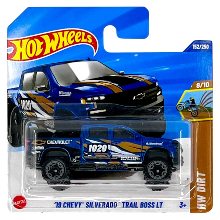 Hot Wheels HYY97, 152/250 '19 Chevy Silverado Trail Boss LT, coche a escala 1:64, colección 2025