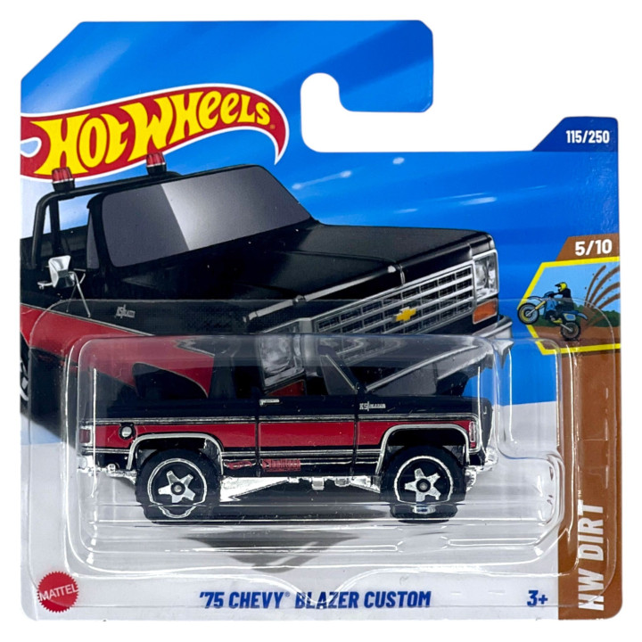 Hot Wheels JBB19, 115/250 '75 Chevy Blazer Custom, coche a escala 1:64, colección 2025