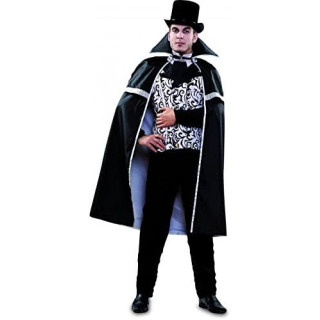 Yuppiyei disfraz de vampiro blanco y negro para hombre – M/L 52/54