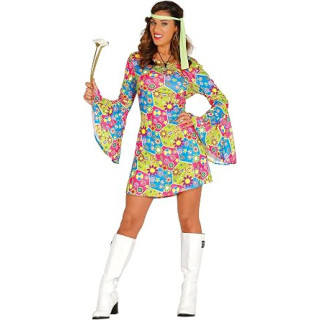 Disfraz Flower Power Hippie para mujer, talla M (38-40)