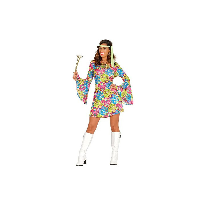 Disfraz Flower Power Hippie para mujer, talla M (38-40)