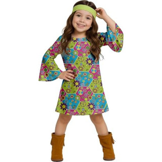 Disfraz Hippie Floreado para niña, 7-9 años