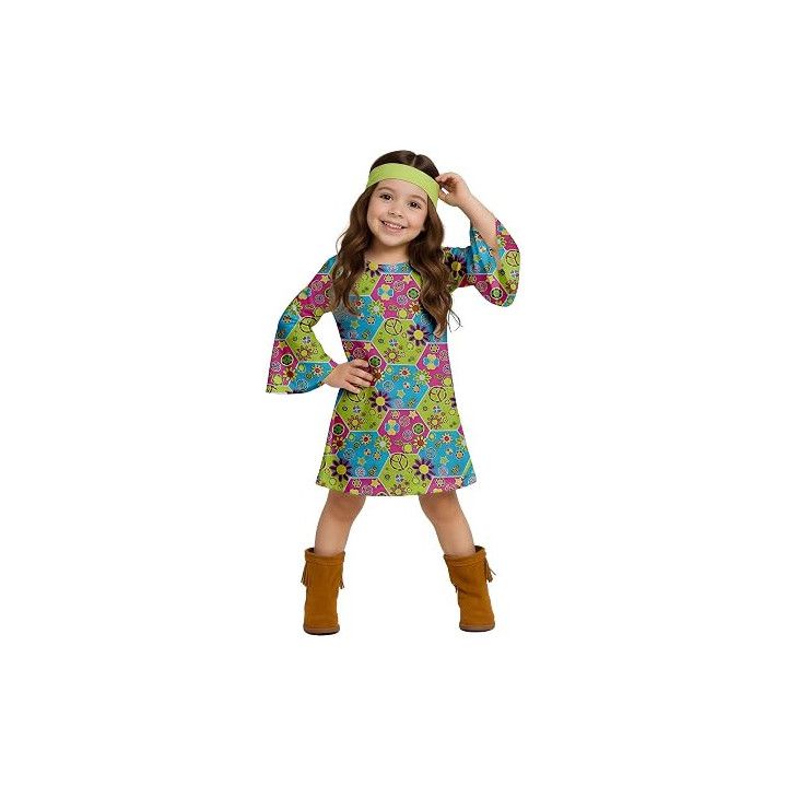 Disfraz Hippie Floreado para niña, 7-9 años