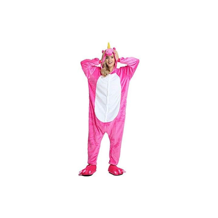 Pijama y disfraz Unicornio Fucsia para adulto, talla M/L (168-178 cm)