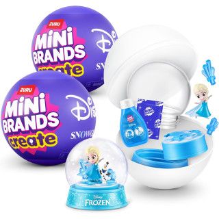 ZURU Mini Brands Snow Globe Disney S1, pack de 2 cápsulas, miniaturas DIY de plástico multicolor