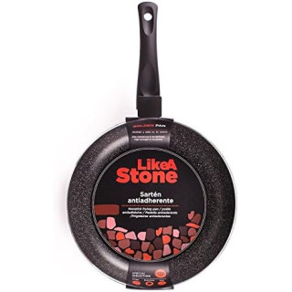 Gold Apple – Sartén con revestimiento de piedra antiadherente vitro-inducción 3 mm – Color negro (18 cm)