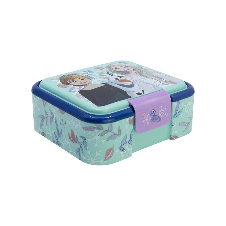 Stor Frozen, sandwichera infantil de plástico con 3 compartimentos, 1786 ml