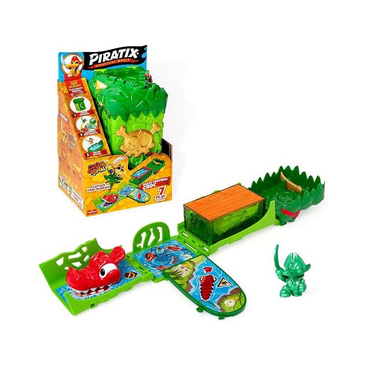 PIRATIX Beast Fortress Crocodile, fortaleza cocodrilo con figura Color Reveal exclusiva y accesorio