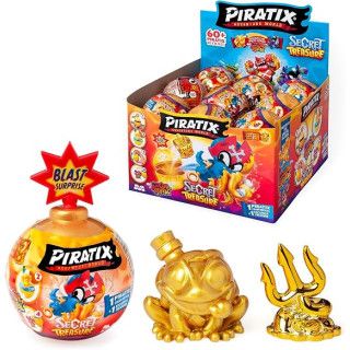 PIRATIX Adventure World Secret Treasure Blast Surprise, 18 bolas con Piratix Color Reveal y tesoro pirata dorado
