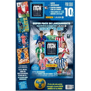 Panini Megacracks LaLiga 2026-2027 Super Pack de Lanzamiento, archivador, 4 sobres y 3 cartas de edición limitada