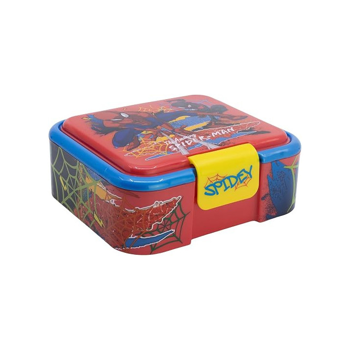 Stor Spider-Man, sandwichera infantil de plástico con 3 compartimentos, 1786 ml