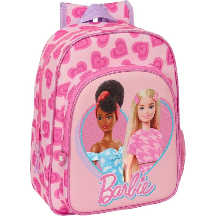 Barbie Love mochila escolar infantil adaptable a carro, 26 x 11 x 34 cm, rosa