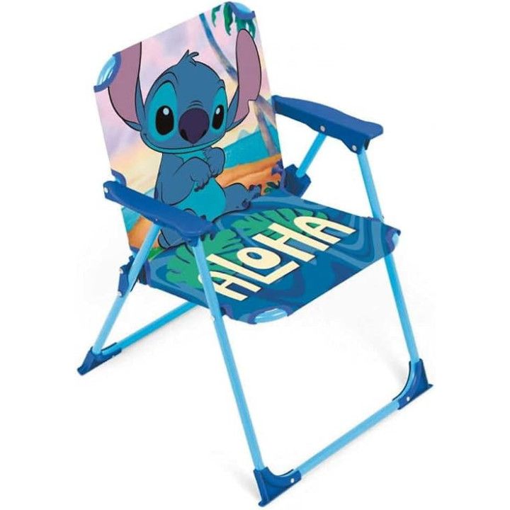 ARDITEX Silla Plegable para Niños con Diseño de Stitch, Aloha, Azul, 38 x 32 x 53 cm