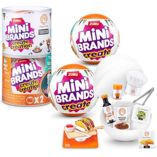 ZURU Mini Brands Create MasterChef S2, pack de 2, mini platos DIY, herramienta UV LED y receta, no comestible
