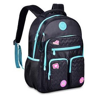 Clio Style mochila escolar de gran capacidad, correas ergonómicas acolchadas, Negro2