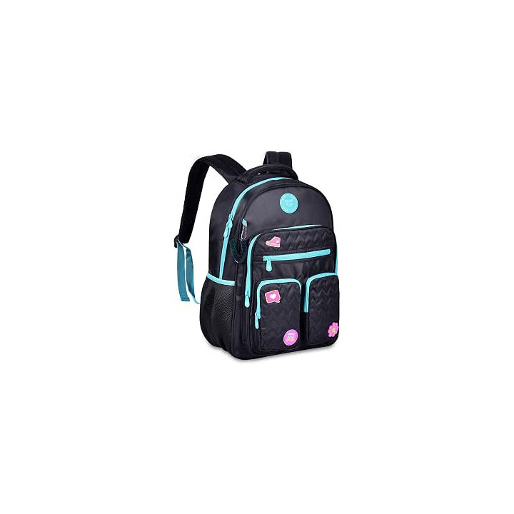 Clio Style mochila escolar de gran capacidad, correas ergonómicas acolchadas, Negro2