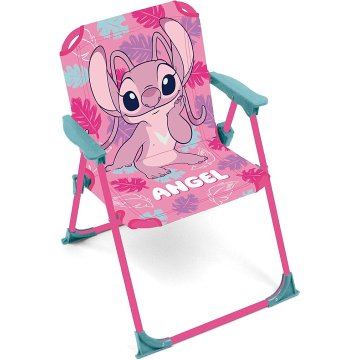 ARDITEX Silla Plegable Infantil Angel de Lilo y Stitch, Rosa, 32x38x53 cm, Máx. 30 kg