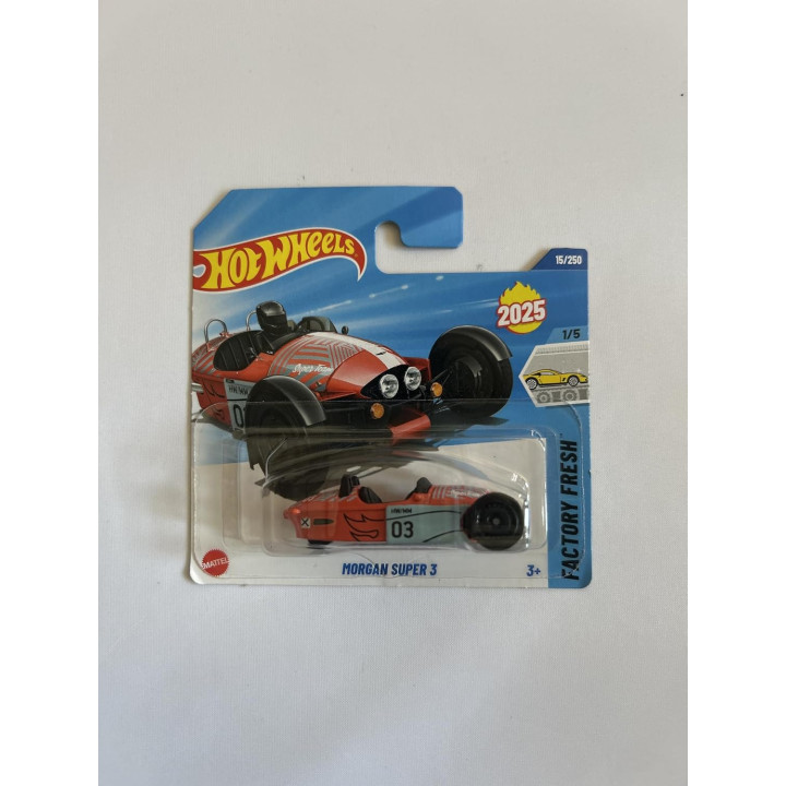 Hot Wheels HYX48, 15/250 Morgan Super 3, coche a escala 1:64, colección 2025