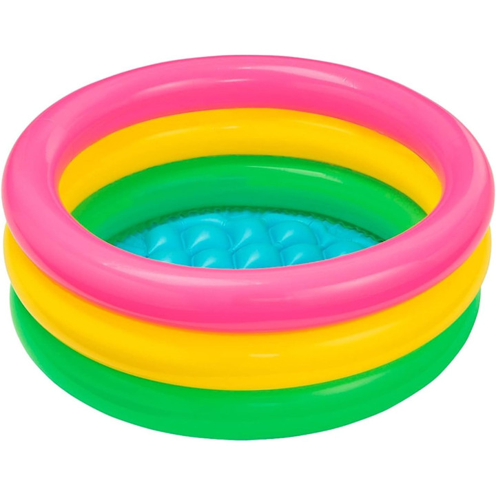 Intex 57107NP - Piscina Redonda hinchable 3 aros +base hinchable 61 x 22 cm, 28 l