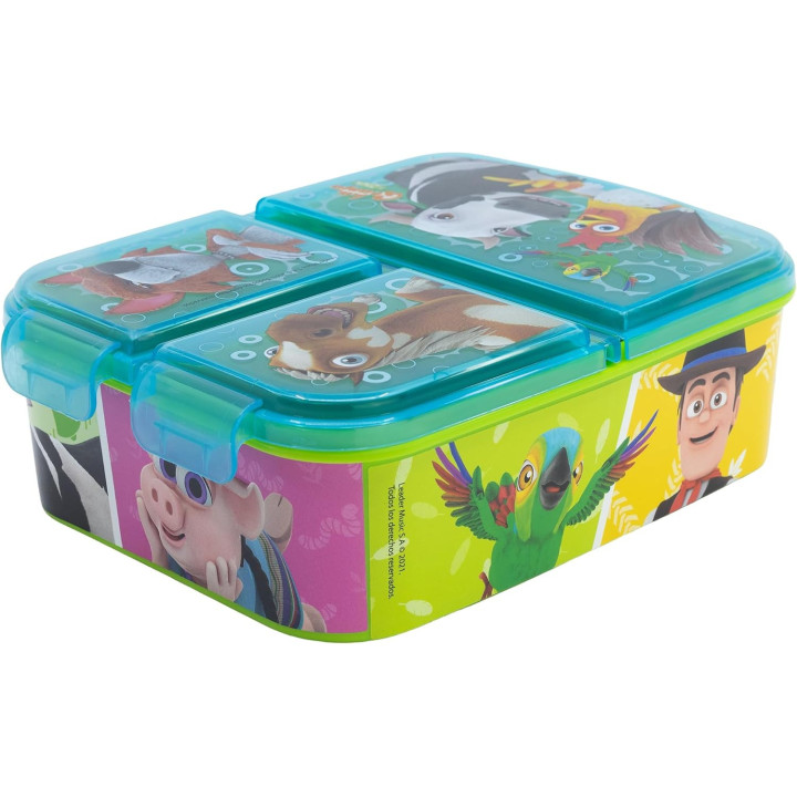 Stor Sandwichera Infantil La Granja De Zenón con 3 Compartimentos 2156ml - Fiambrera Escolar Resistente para Niños