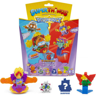SuperThings Rescue Force - Pack 4 de 6 con 4 figuras y Rescue Jet
