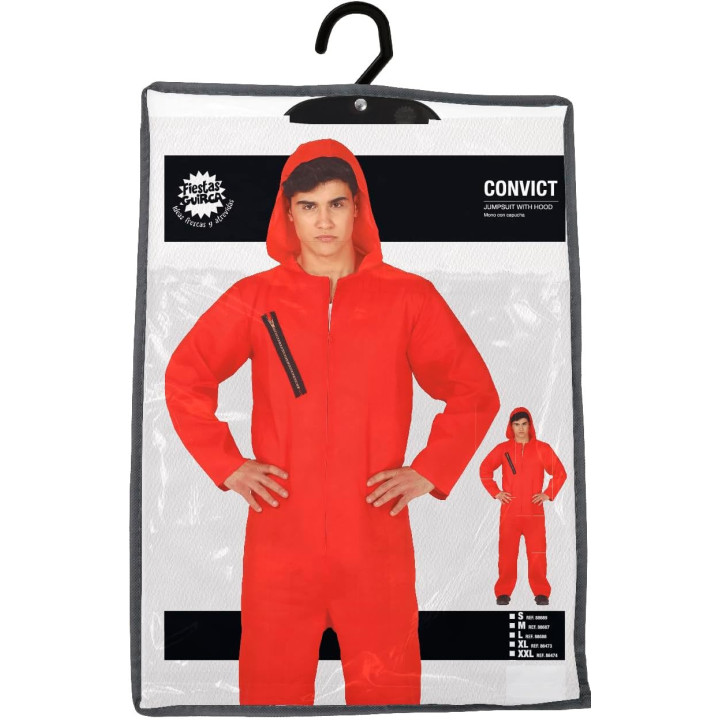Disfraz Convicto rojo para adulto, talla S (46-48)