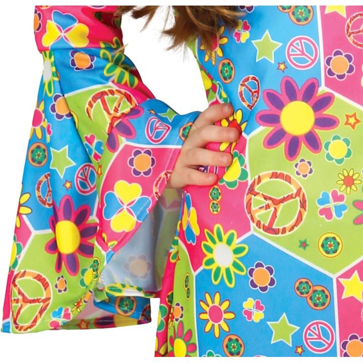 Disfraz Hippie Floreado para niña, 7-9 años