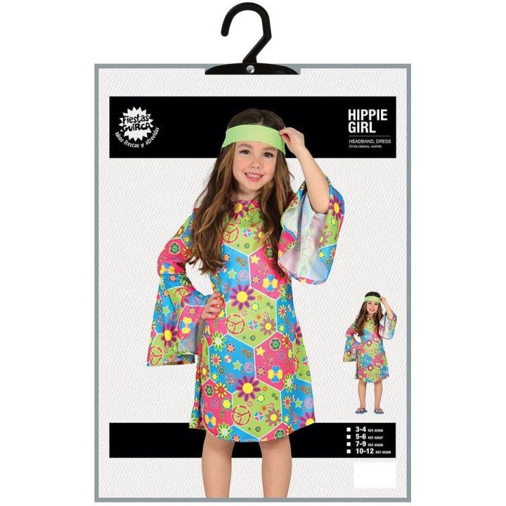 Disfraz Hippie Floreado para niña, 7-9 años