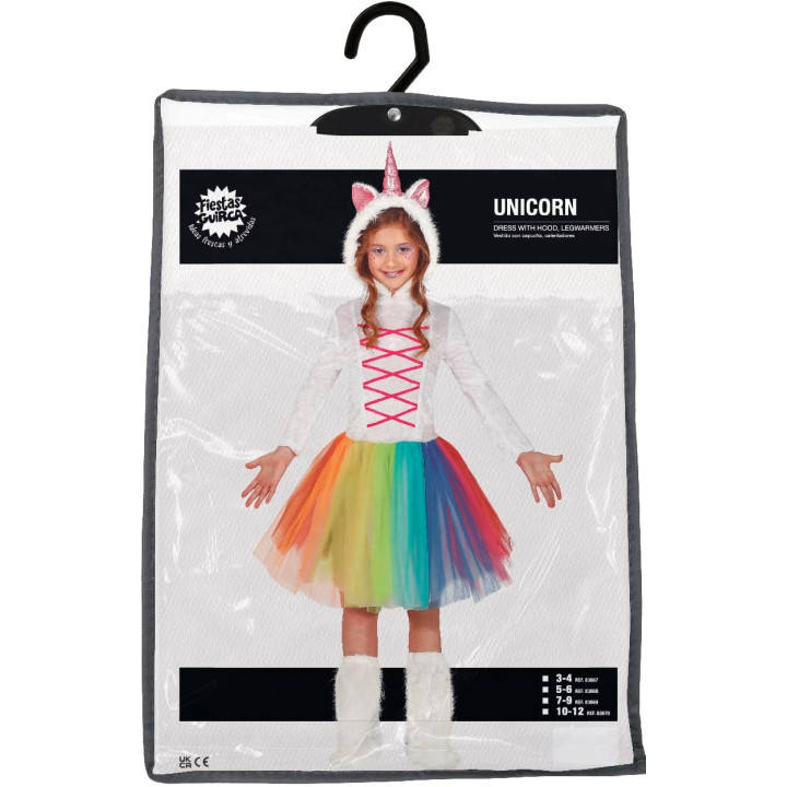 Disfraz Unicornio Multicolor para niña, 7-9 años